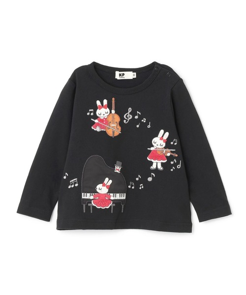 KP tシャツ mimiちゃん ピアノアップリケ 長袖Tシャツ キッズ 子供服