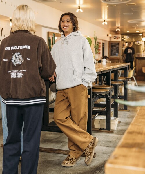 FREAK'S STORE ネイビー フード付きパーカー Lサイズ FREAK'S STORE パーカー 限定展開 ブランケットステッチ