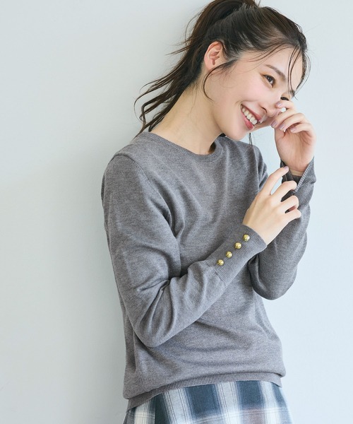 coca（コカ） ニット セーター 袖金ボタンニットトップス レディース