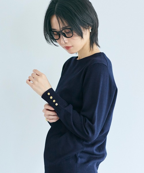 coca（コカ） ニット セーター 袖金ボタンニットトップス レディース