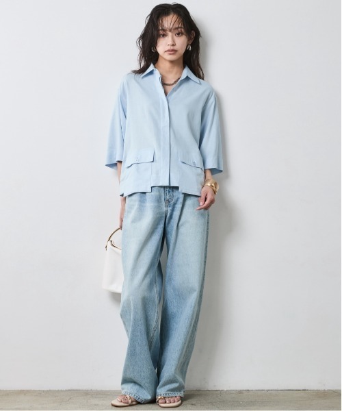 「CHIC STYLE」 7分袖ブラウス L オフホワイト レディース_画像2