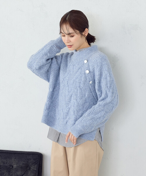 COMME CA ISM（コムサイズム） ニット セーター ケーブル ボタンニット