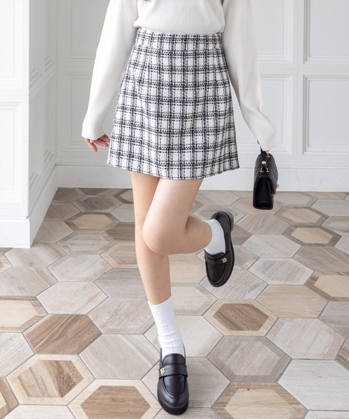 clear スカート 「長さが選べる」ツイードミニスカート(セット可