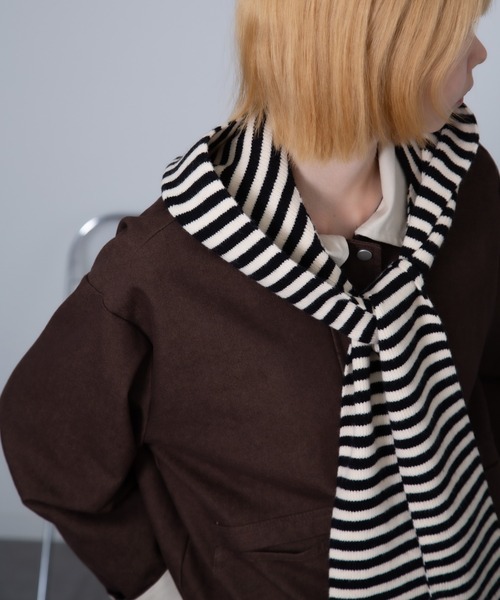 Chiina ニット帽 ニットキャップ Chiina / ボーダーフードマフラー