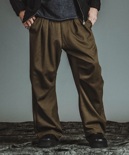 NO ID. パンツ mp14316-ツータックイージーパラシュートトラウザーズ