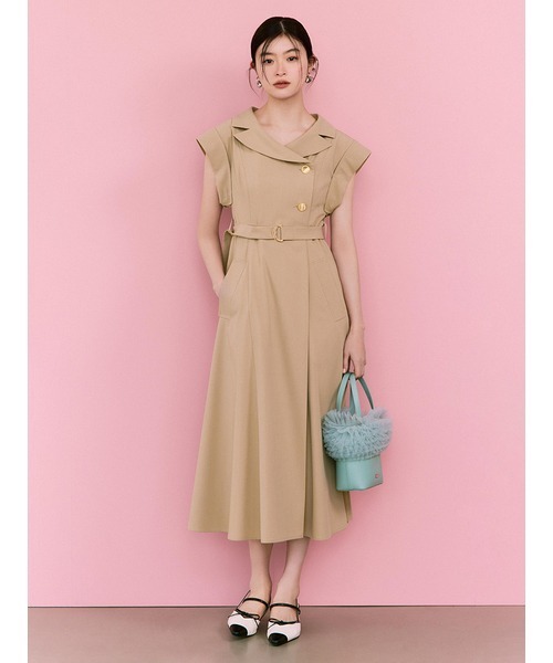 「LILY BROWN」 ノースリーブワンピース 1 ベージュ レディース_画像3