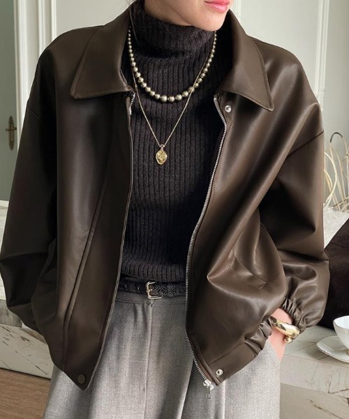 レザージャケット ライダース ライダースジャケット「韓国ファッション