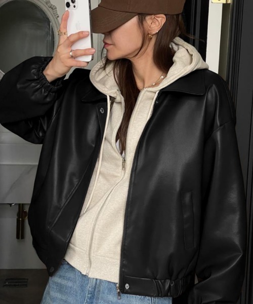 レザージャケット ライダース ライダースジャケット「韓国ファッション