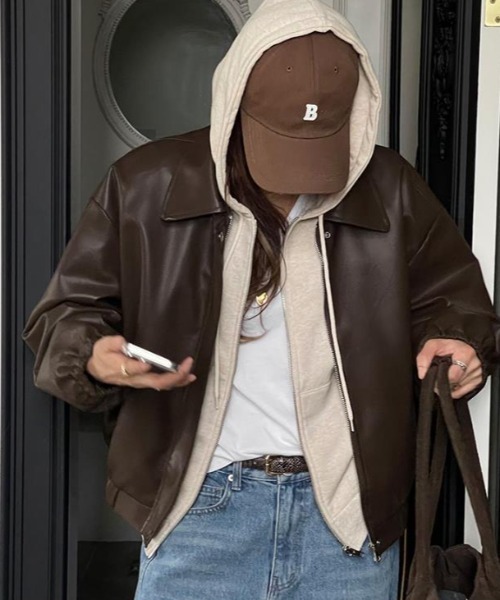 レザージャケット ライダース ライダースジャケット「韓国ファッション