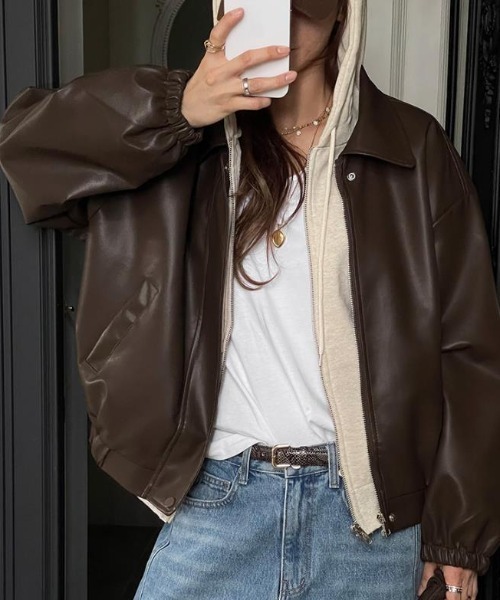 レザージャケット ライダース ライダースジャケット「韓国ファッション