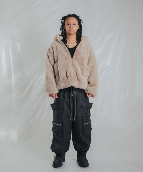 FR(13)NDS フレンズ 25AW FAKE FUR HOOD BZ フェイクファーフードブルゾン L ブルー サンプル品  FLASH オーバーサイズ ジャケット アウター【新古品】【中古】【FR(13)NDS】 FR(13)NDS /フレンズ/FAKE FUR HOOD BLOUSON | ROYAL FLASH（ロイヤル