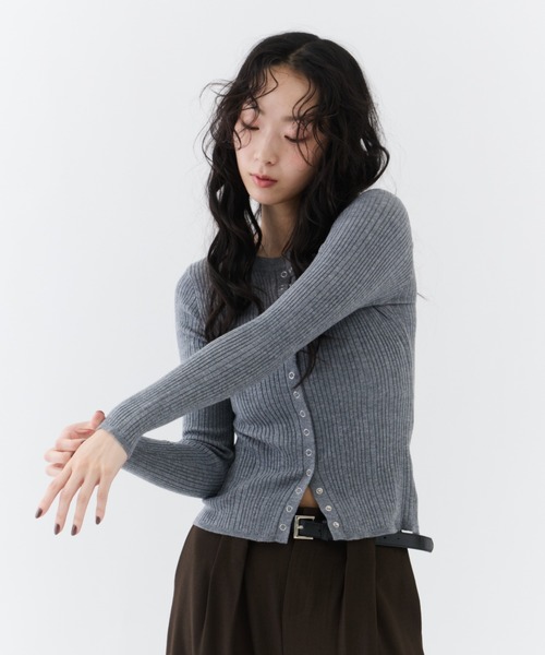 NUJOH tシャツ Snap Rib Top / スナップリブトップ レディース