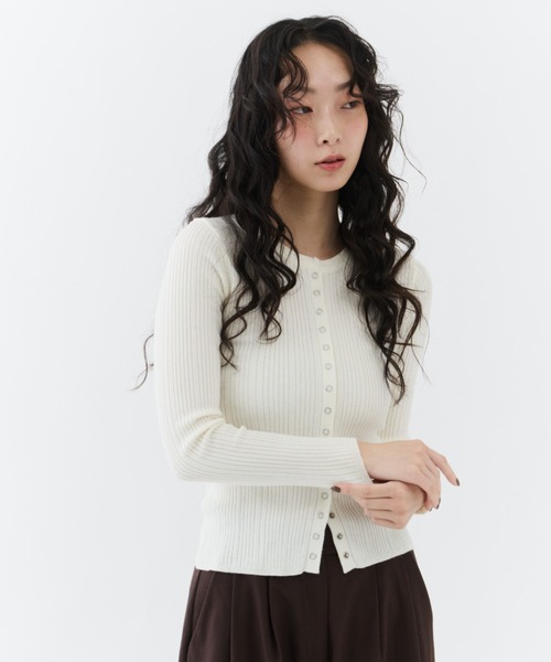 NUJOH tシャツ Snap Rib Top / スナップリブトップ レディース