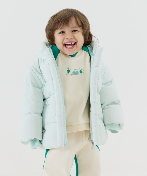 ダウン アウター クラウドフード付きダックダウンジャケット キッズ