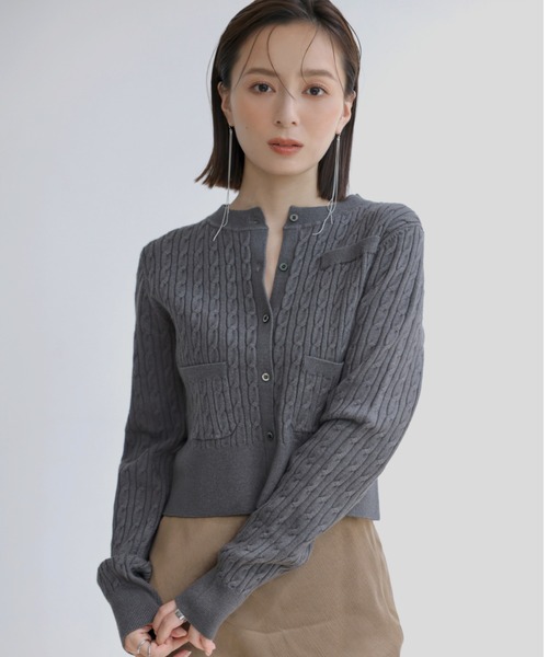 anuans ニットカーディガン　新品未使用 anuans（アニュアンス） ニットカーディガン FREE チャコールグレー