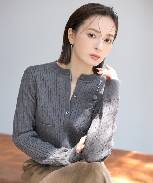 anuans（アニュアンス） ニットカーディガン FREE チャコールグレー