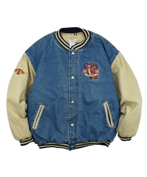 ディズニー　デニムスタジャン　90sビンテージ　ティガー　Lサイズ DISNEY VINTAGE スタジャン 「USED」90's Disney “Tigger” 中綿入り