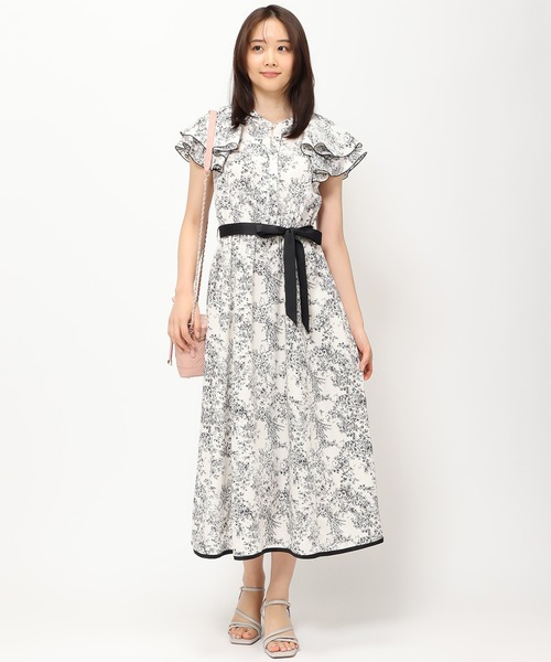 「MISCH MASCH」 半袖ワンピース フリ- グリーン レディース_画像4