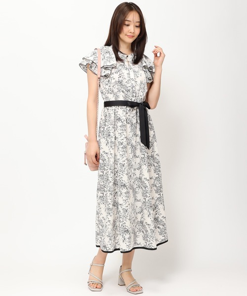 「MISCH MASCH」 半袖ワンピース フリ- グリーン レディース_画像5