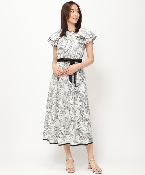 「MISCH MASCH」 半袖ワンピース フリ- グリーン レディース_画像7