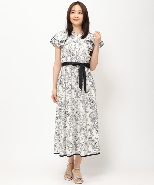 「MISCH MASCH」 半袖ワンピース フリ- グリーン レディース_画像8