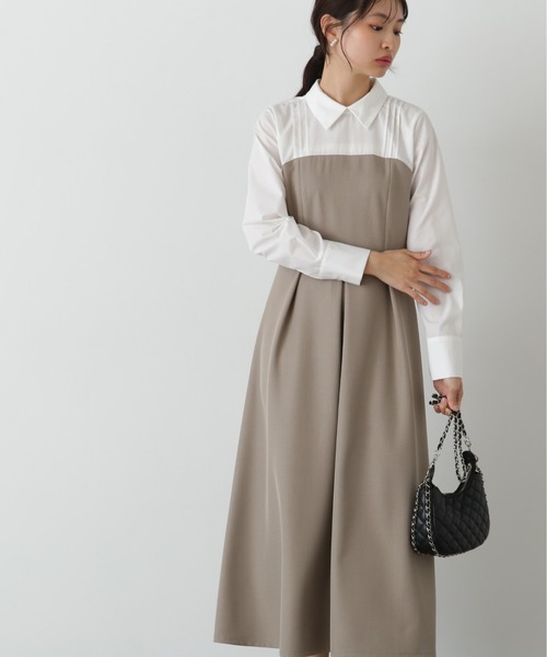 「N.(N. Natural Beauty Basic)」 ドッキングワンピース MEDIUM ベージュ レディース_画像2