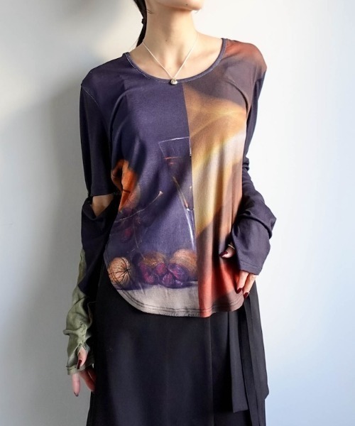 sahara（サハラ） tシャツ 2way Sleeve Art Print Top レディース