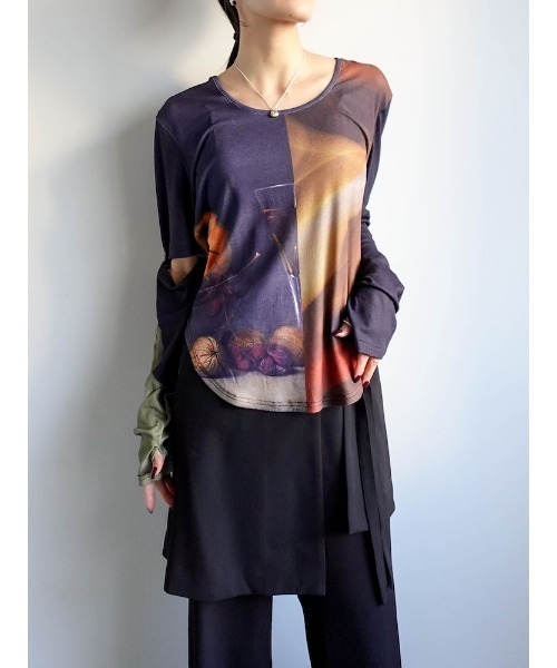 sahara（サハラ） tシャツ 2way Sleeve Art Print Top レディース