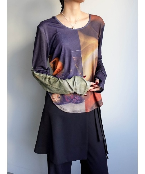 sahara（サハラ） tシャツ 2way Sleeve Art Print Top レディース