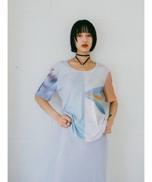 sahara（サハラ） tシャツ 2way Sleeve Art Print Top レディース