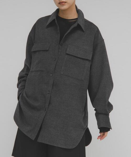 KBF（ケービーエフ） ブラウス シャツ ウールMIXルーズシャツ