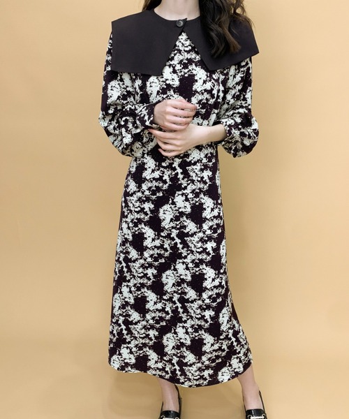 「ECLIN」 長袖ワンピース M ブラック レディース_画像2