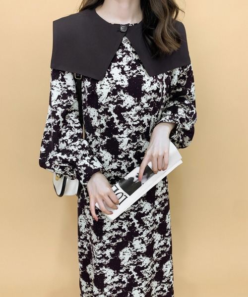 「ECLIN」 長袖ワンピース M ブラック レディース_画像6