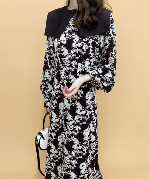 「ECLIN」 長袖ワンピース M ブラック レディース_画像8