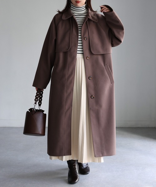 「Riberry」 ステンカラーコート MEDIUM ブラック レディース_画像2