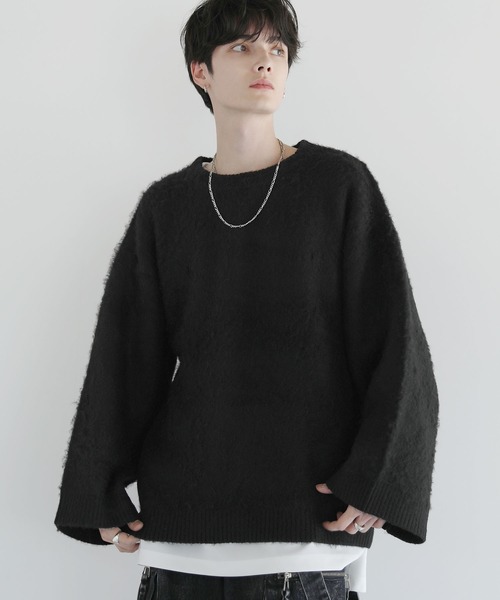 「LILL」 長袖ニット L ブラック×グレー メンズ_画像2