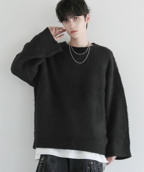 「LILL」 長袖ニット L ブラック×グレー メンズ_画像3