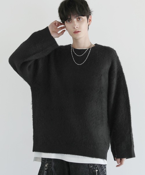 「LILL」 長袖ニット L ブラック×グレー メンズ_画像4