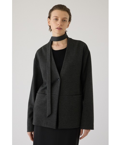 ジャケット ノーカラージャケット 入学式 卒業式 Double face tie jacket ダブル フェイス タイ ジャケット レディース