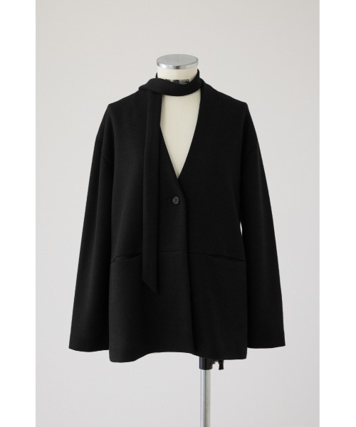 ジャケット ノーカラージャケット 入学式 卒業式 Double face tie jacket ダブル フェイス タイ ジャケット レディース