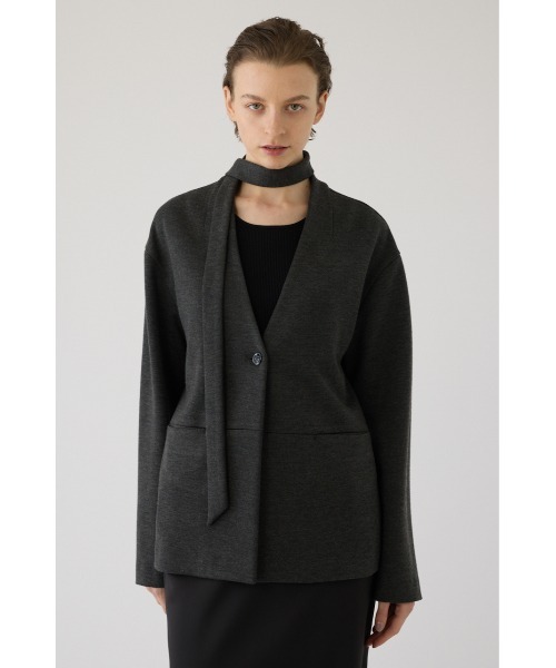 ジャケット ノーカラージャケット 入学式 卒業式 Double face tie jacket ダブル フェイス タイ ジャケット レディース