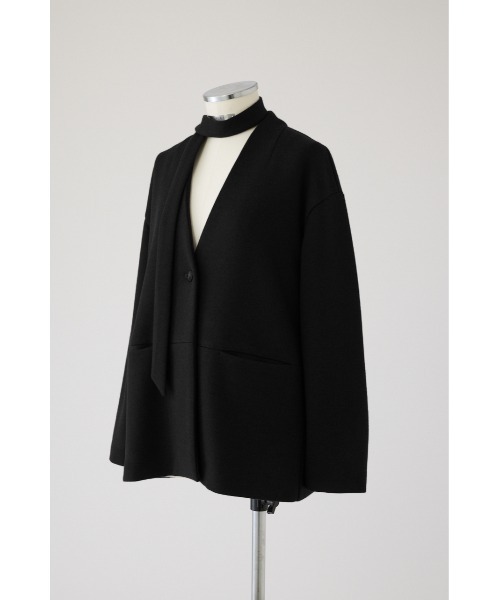 ジャケット ノーカラージャケット 入学式 卒業式 Double face tie jacket ダブル フェイス タイ ジャケット レディース