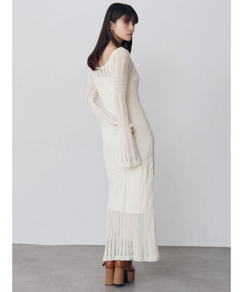 MURUA（ムルーア） ワンピース バイカラークロシェニットワンピース