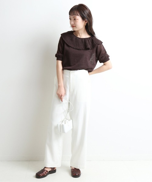 「SLOBE IENA」 7分袖ニット - ブラウン レディース_画像2