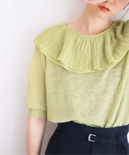 「SLOBE IENA」 7分袖ニット - ブラウン レディース_画像6