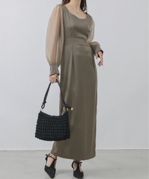 「NEUNA」 長袖ワンピース FREE グレイッシュベージュ レディース_画像3