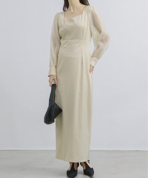 「NEUNA」 長袖ワンピース FREE グレイッシュベージュ レディース_画像7
