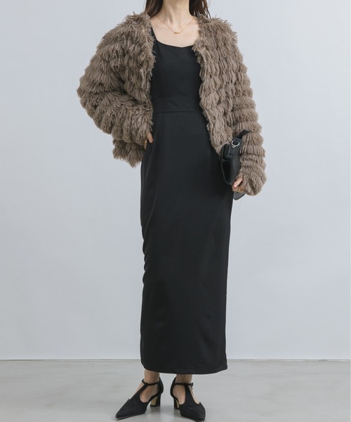 「NEUNA」 長袖ワンピース FREE グレイッシュベージュ レディース_画像8