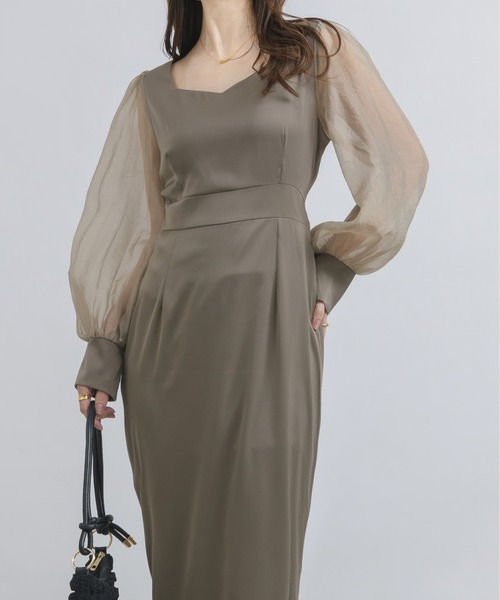 「NEUNA」 長袖ワンピース FREE グレイッシュベージュ レディース_画像9