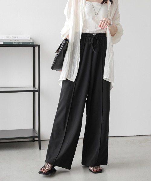 「La-gemme」 イージーパンツ フリー ブラック レディース_画像2